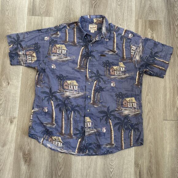 Woolrich Button Up Shirt Mens 2XL Blue Tropical Hawaiian Short Sleeve Vintage - Picture 3 of 9